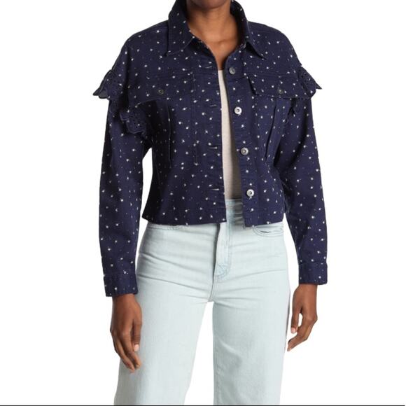 SOMETHING NAVY Floral Celeste Ruffle Jacket-M - Picture 2 of 9